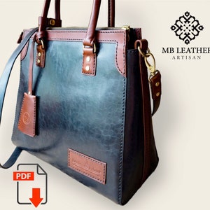 PDF Schnittmuster Leder Handtasche , Leder Damentasche, Leder Digital , Leder DIY, Leder Schnittmuster, Leder Handmade, Vorlage Digital