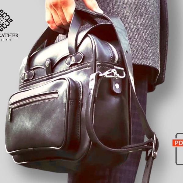 PDF Pattern Leather Messenger Bag  | Man Messenger Bag | Woman Messenger Bag | Shoulder Messenger Bag | Bag Pattern Pdf | Briefcase Pattern