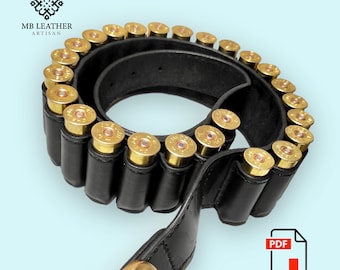 PDF Pattern Leather Ammo Belt, Handmade Leather Cartridge Belt, Leather DIY, Leather Pattern, Hunting Bandolier Template Digital