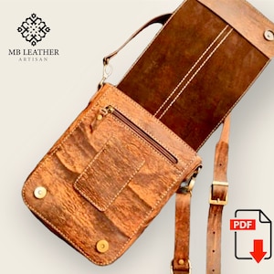 PDF Pattern Leather Messenger Bag | Shoulder bag | Casual Bag Pattern | Leather Crossbody Template | Diy Bag, steampunk bag pattern