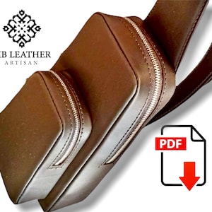 PDF Schnittmuster Ledertasche - PDF Vorlage Leder Sling Bag - Pdf Download - Ledertasche - Sling bag - Lederrucksack