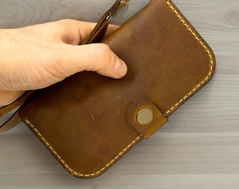 Leather Phone Bag PDF Pattern, DIY Cellphone Pouch Template (Digital Download)