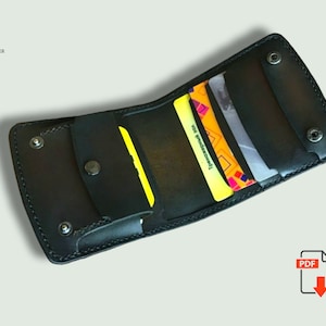 Modelo de carteira de couro com fecho vertical em PDF, carteira de motociclista com fecho