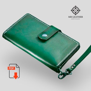Plantilla PDF - Patrón de billetera larga de cuero - Cuero DIY - Descarga de PDF - Plantilla de billetera