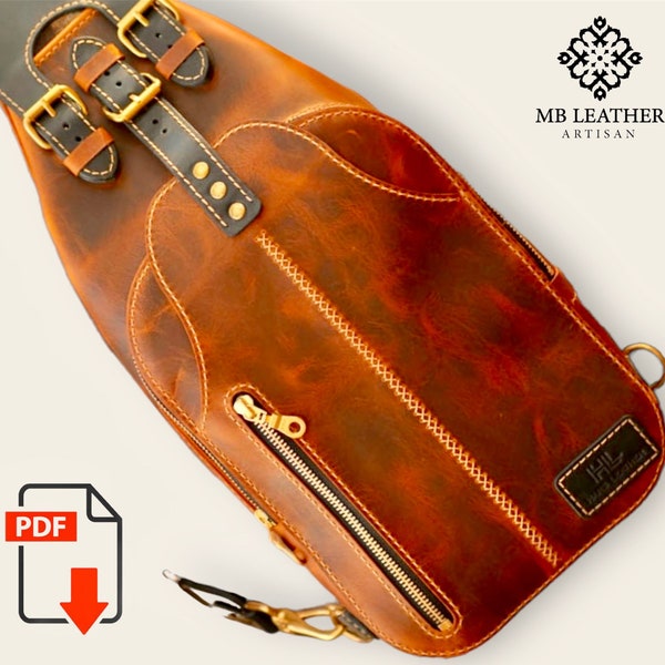 PDF Pattern Leather Bag - PDF Template leather Sling Bag - Pdf Download - Leather bag - Sling bag - Leather backpack