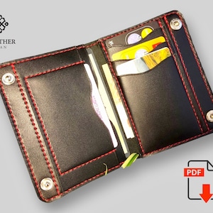 Modelo de carteira de couro com fecho vertical em PDF, carteira com fecho