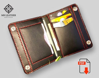 PDF Pattern Leather Vertical Snap Wallet Template,Wallet with Snap