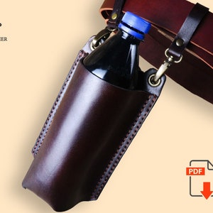 PDF Pattern Leather Bottle Holster, Handmade Leather, Leather DIY, Leather Pattern, Template Digital