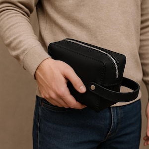 Läder Dopp Kit PDF Mönster – Minimalistisk Necessär med Dragkedja (A4 Utskrivbar)
