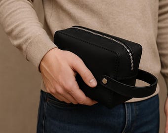 Leather Dopp Kit PDF Pattern – Minimalist Zippered Toiletry Bag (A4 Printable)