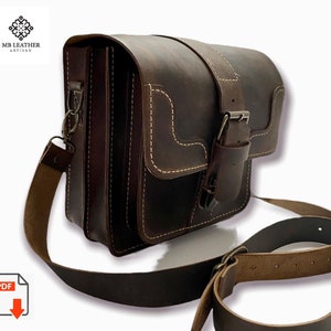 PDF Pattern Leather Messenger Bag | Bag Pattern | Leather Crossbody Template | Diy Bag, steampunk bag pattern