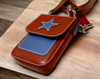 PDF-Schnittmuster für eine Handytasche aus Leder, DIY-Umhängetasche