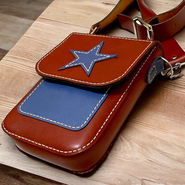 PDF Pattern Leather Phone Bag, Leather Veteran Bag, Cellphone Bag, Handmade Leather, Leather DIY, Leather Pattern, Template Digital