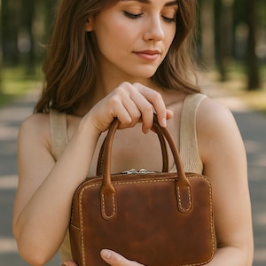 Leather Mini Handbag PDF Pattern, Retro Bag, DIY Template (A4)