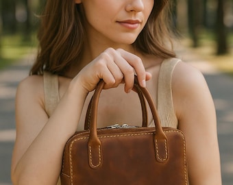 Leather Mini Handbag PDF Pattern, Retro Bag, DIY Template (A4)