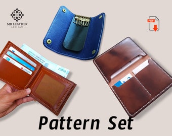 PDF Pattern Leather Set - Key Chain - Wallet - Document Holder