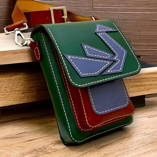 PDF Pattern Leather Messenger Bag | Shoulder bag | Casual Bag Pattern | Leather Crossbody Template | Diy Bag, steampunk bag pattern