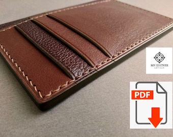 Leather Business Card Wallet PDF Pattern, Simple DIY Card Holder (A4)