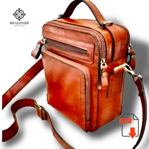 PDF Pattern Leather Messenger Bag Shoulder bag Casual Bag Pattern Leather Crossbody Template Diy Bag, steampunk bag pattern image 1