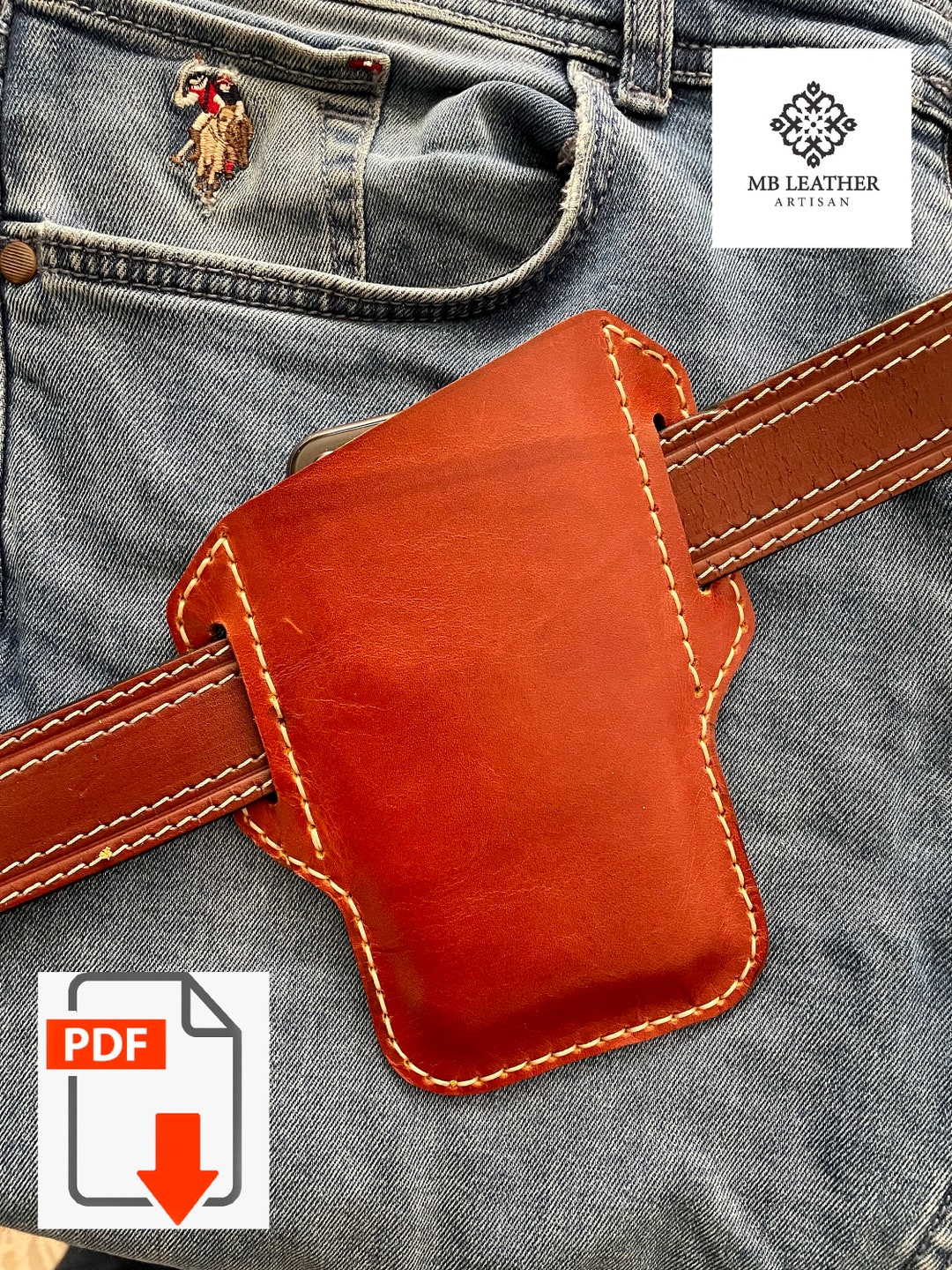 PDF Pattern Leather Phone Holster, Handmade Leather, Leather DIY