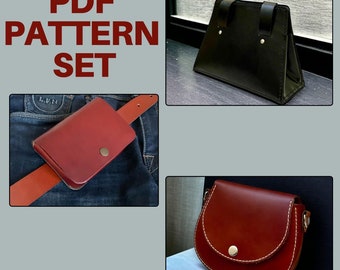 PDF Leather Pattern Set - Handbag Pattern - 3 different designs Included