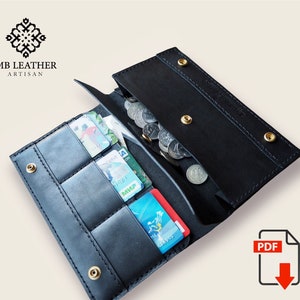 Plantilla PDF - Patrón de billetera larga de cuero - Cuero DIY - Descarga de PDF - Plantilla de billetera
