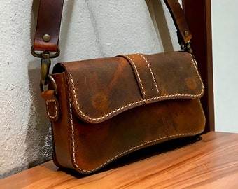 PDF Pattern Leather Retro Hand Bag, Leather Women&#39;s Bag, Leather Digital, Leather DIY, Leather Pattern, Leather Handmade, Template Digital