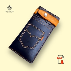 PDF Template - Leather Long Wallet Pattern - Leather DIY - Pdf Download - Wallet Template