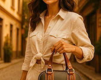 Retro Leather Handbag PDF Pattern, Women's Bag Template (A4)