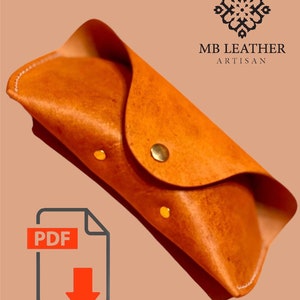 PDF Template Leather Glasses Case Pattern - Leather DIY - Pdf Download - Glasses case Template