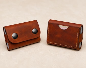 Leather Card Holder Pattern, Double Snap, Stitched Money Pocket (PDF)