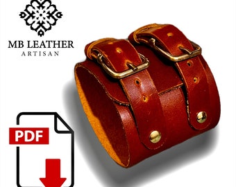 PDF pattern leather bracelet download Easy pattern Leather DIY Leather wristband Steampunk style
