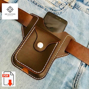 PDF Pattern Leather Phone Holster, handmade Leather, Leder DIY, Leather Pattern, Template Digital