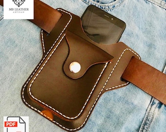 PDF Pattern Leather Phone Holster, Handmade Leather, Leather DIY, Leather Pattern, Template Digital