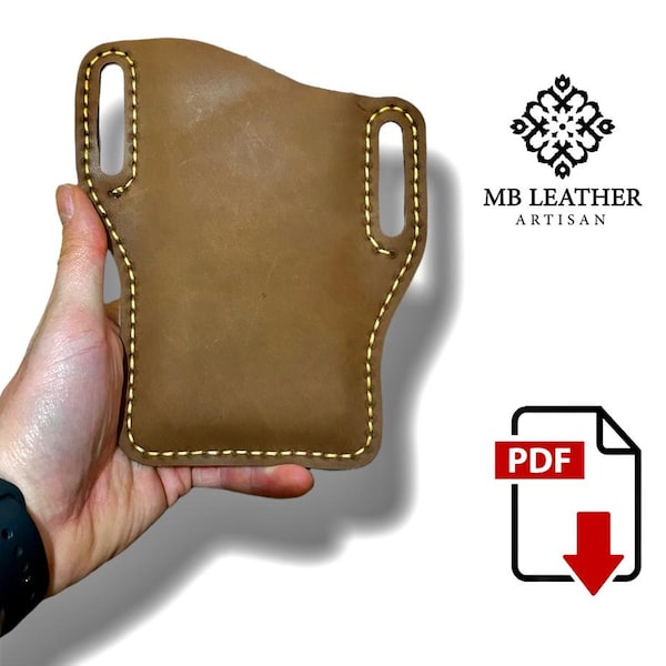 PDF Pattern Leather Phone Holster, Handmade Leather, Leather DIY, Leather Pattern, Template Digital