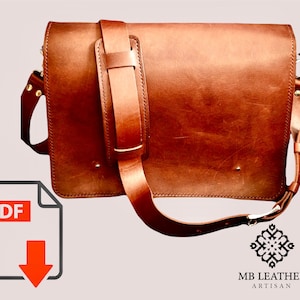 PDF Pattern Leather Messenger Bag  | Man Messenger Bag | Woman Messenger Bag | Shoulder Messenger Bag | Bag Pattern Pdf | Briefcase Pattern