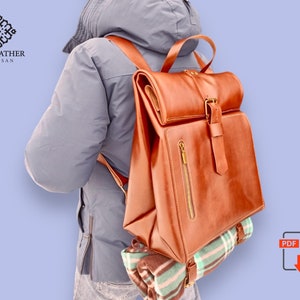 Leder Rucksack PDF Schnitt | Rucksack Vorlage | Handgemachte Leder Rucksack Digital Pdf | Frau Taschen Vorlage | Selbstgemachter Rucksack