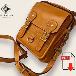 Sac messager en cuir à motif PDF | Sac à bandoulière | Modèle de sac décontracté | Modèle à bandoulière en cuir | Sac à main, modèle de sac steampunk