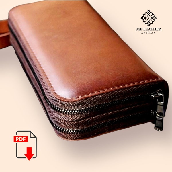 PDF Template - Leather Long Wallet Pattern - Leather DIY - Pdf Download - Wallet Template