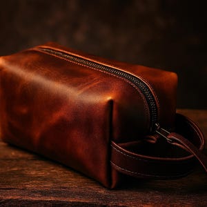 PDF-patroon leren Dopp Kit – naaisjabloon toilettas heren (direct downloaden)