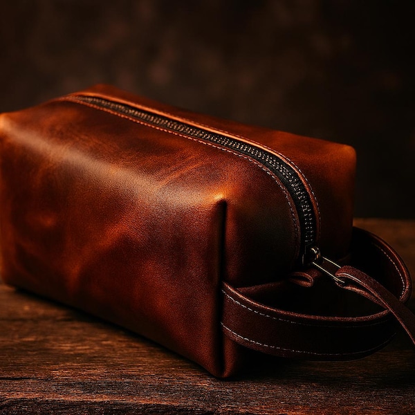 Leather Dopp Kit PDF Pattern – Men's Toiletry Bag Sewing Template (Instant Download)
