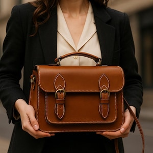 Leather Satchel Bag PDF Pattern – Classic Double Buckle Briefcase Style Handbag, DIY A4 Printable Sewing Template for Handmade Bag