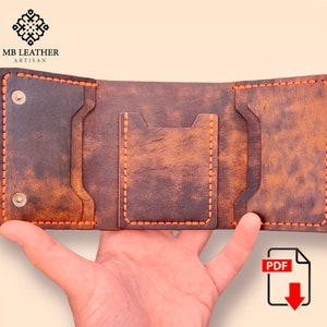 PDF Template - Leather Wallet Pattern - Leather DIY - Pdf Download - Wallet Template