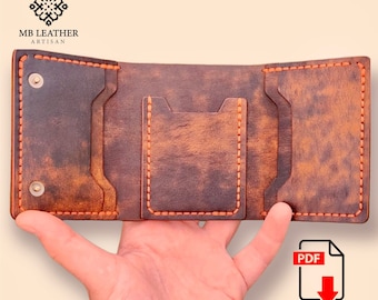 PDF Template - Leather Wallet Pattern - Leather DIY - Pdf Download - Wallet Template