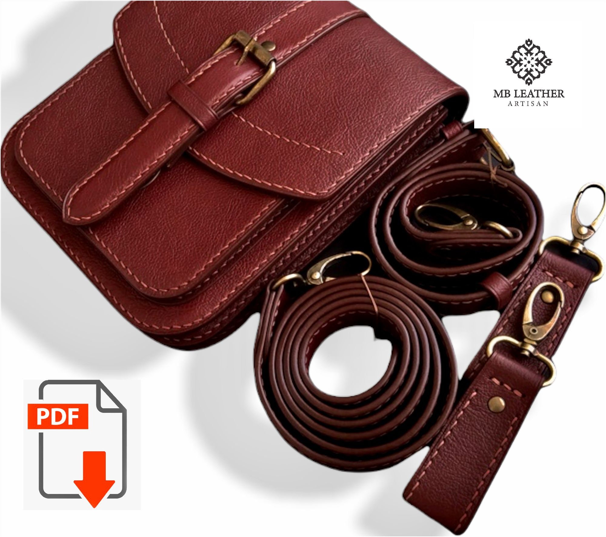 Leather Messenger Bag PDF Pattern | DIY Crossbody Template - Etsy