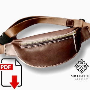 PDF Schnittmuster Leder Cross Bag - Schnittmuster - Bauchtasche Schnittmuster - Gürteltasche Schnittmuster - Bauchtasche Schnittmuster - Gürteltasche Schnittmuster - Hip Bag Template