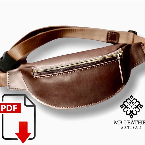 PDF Pattern Leather Cross Bag - Waist bag pattern - Belt bag pattern - Fanny pack pattern - Bum Bag pattern - Hip Bag Template