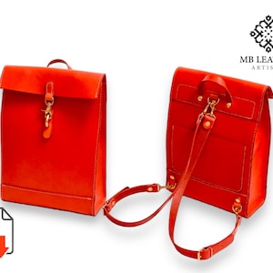 Leder Rucksack PDF Schnitt | Frau Rucksack Vorlage | Handgemachte Leder Rucksack Digital Pdf | Frau Taschen Vorlage | Selbstgemachter Rucksack