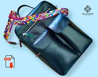 Patrón PDF para bolso bandolera de cuero / Plantilla para maletín DIY (A4)