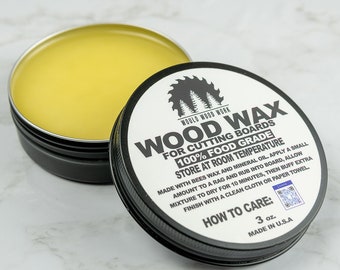 Cutting Board Wood Wax - 3 oz Organic Beeswax and Mineral Oil Conditioner and Wood Butter, Made in USA